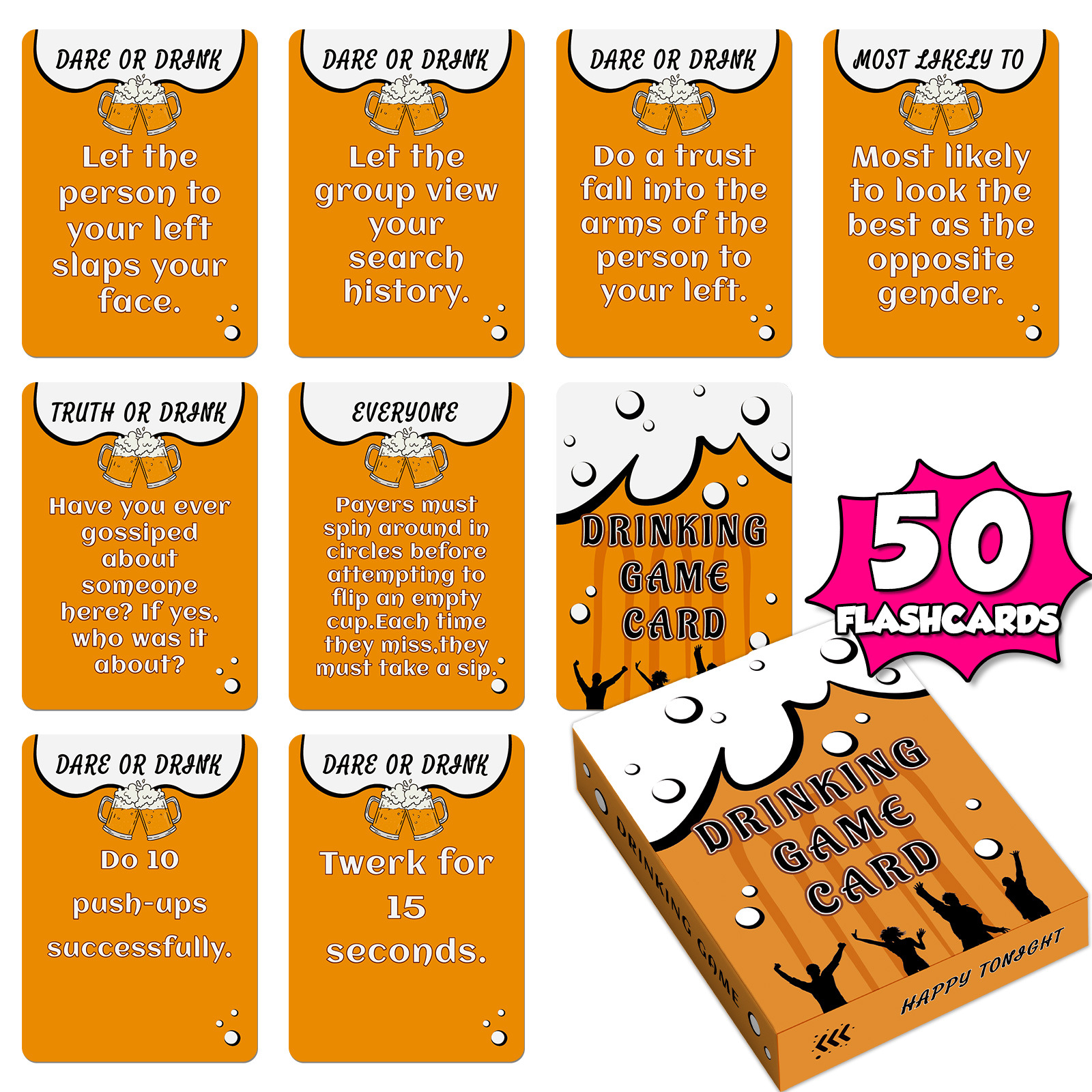 Big Sale on New 50-Piece Cards for Tonight's Happy Theme Party, Team Building, Icebreaker Board Game Cards, Amazon Cross-Border