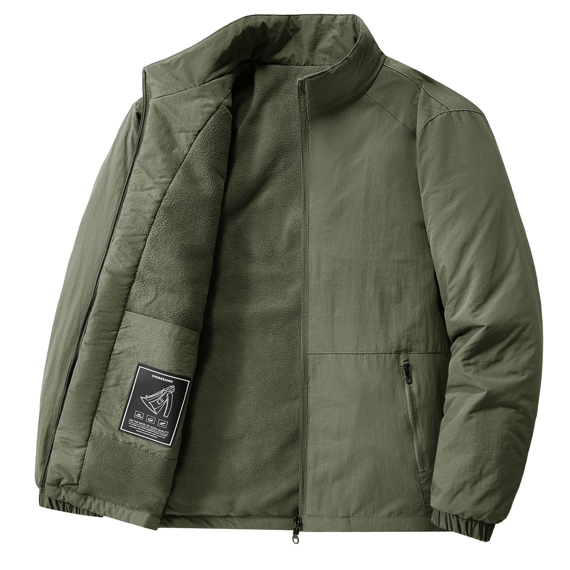 Diyu Shenlong Jacket Men's Autumn New fleece-lined Thickened Windproof Warm Middle-aged and Young People's High-grade Jacket with Vertical Collar