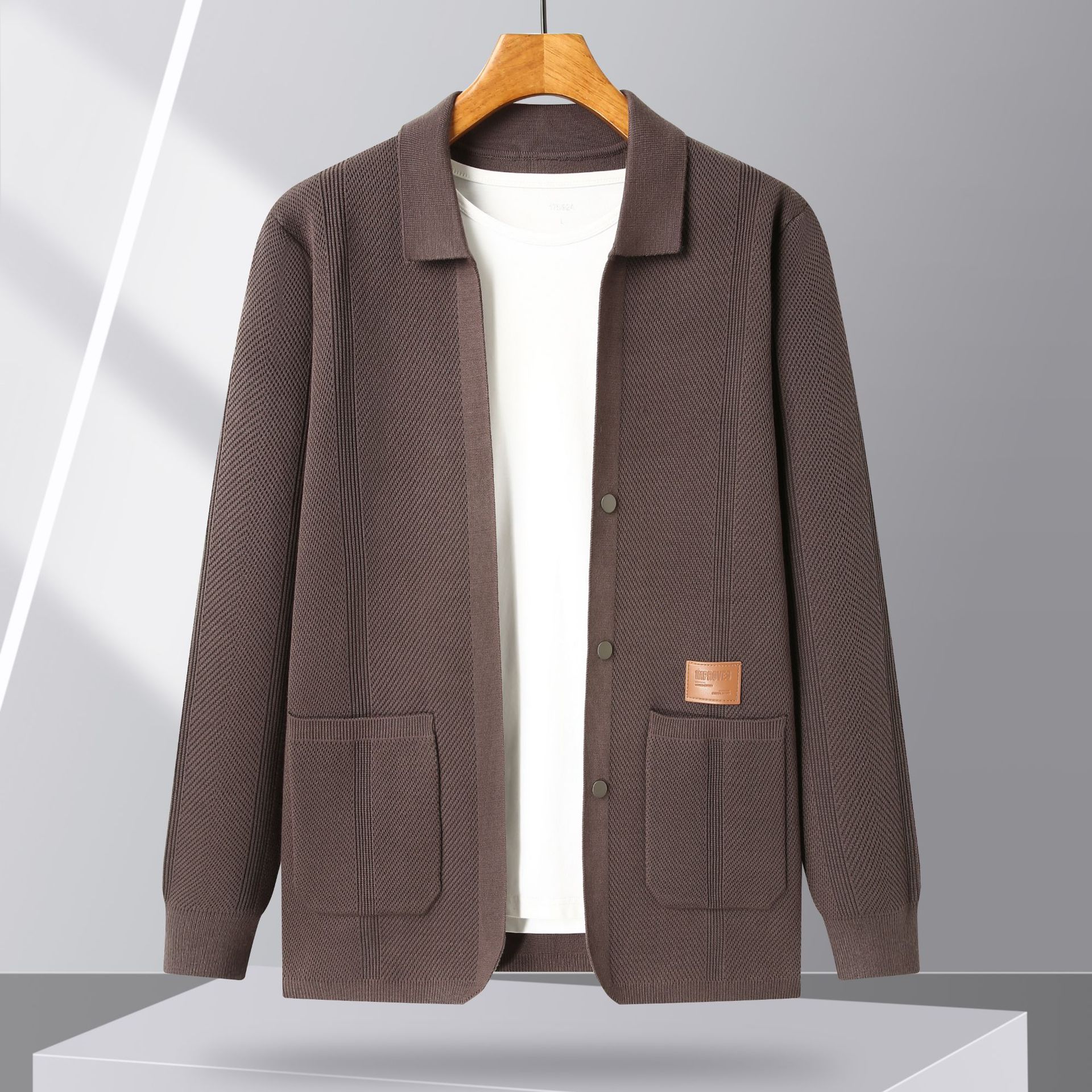 Cross-Border Popular Knitted Cardigan Men's Sweater Jacket Trendy Men's Casual Solid Color Simple Top Dropshipping