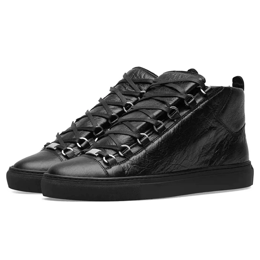 Opium Playboicarti black and white Arena Sneaker patent leather wrinkled leather high top board shoes