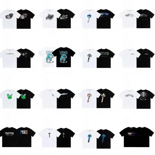 Wholesale Trap Gradient Letter Tiger Head Short-Sleeved European and American High Street Fashion Brand Trap Star Printed T-Shirt Loose Star