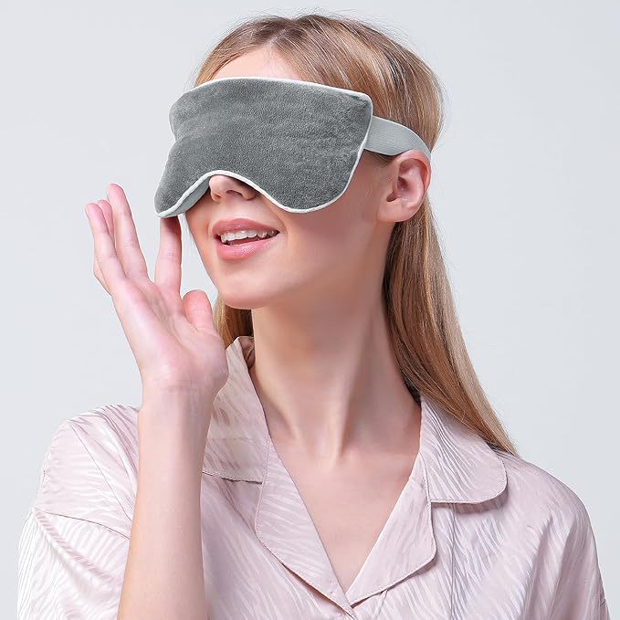 Microwaveable Gravity Eye Mask, Flaxseed-Filled Head-Mounted Steam Eye Mask, Silicone Bead Hot Compress Pack, Ice Compress Eye Mask