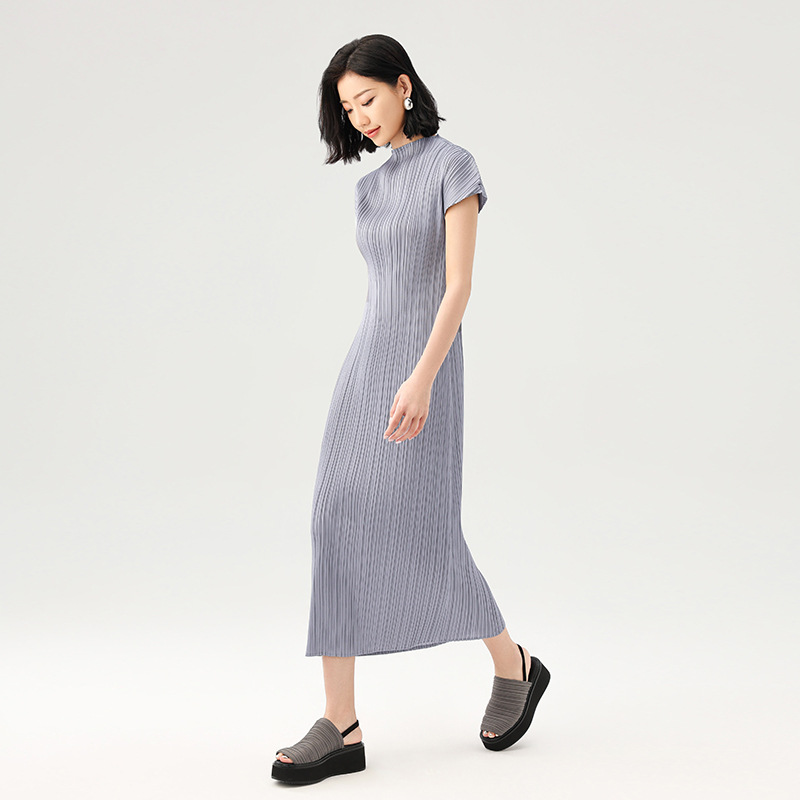 Pleated Fairy Skirt Summer New High-End Simple Elegant Comfortable New Chinoiserie Ultra-Thin Elegant Half Turtleneck A-Line Skirt