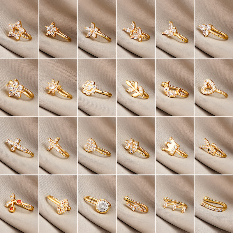 Amazon cross-border foreign trade jewelry European and American non-perforated U-shaped nose clip micro-inlaid zircon love lightning Crown nose nail