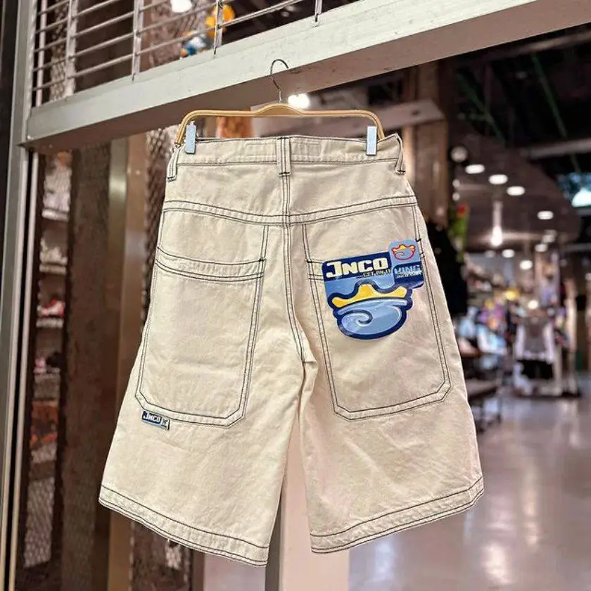 JNCO Harajuku Blue Conch Print Cropped Jeans 2024 New Rare Edition