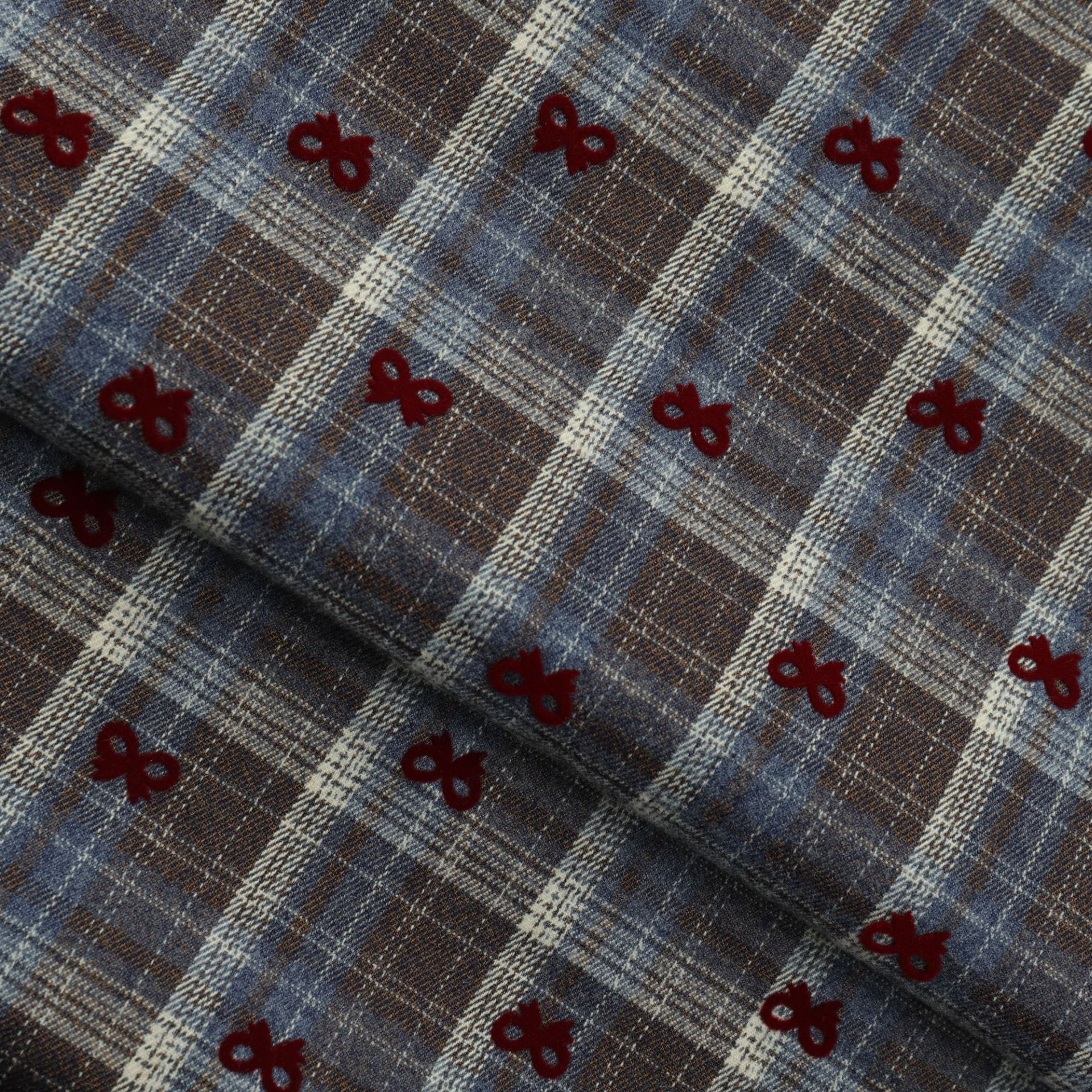 Autumn and Winter Unique Gray Plaid Bowknot Velvet Suit Jackets, Pants, Hair Accessories, Hats, Bags, and Fabric Materials