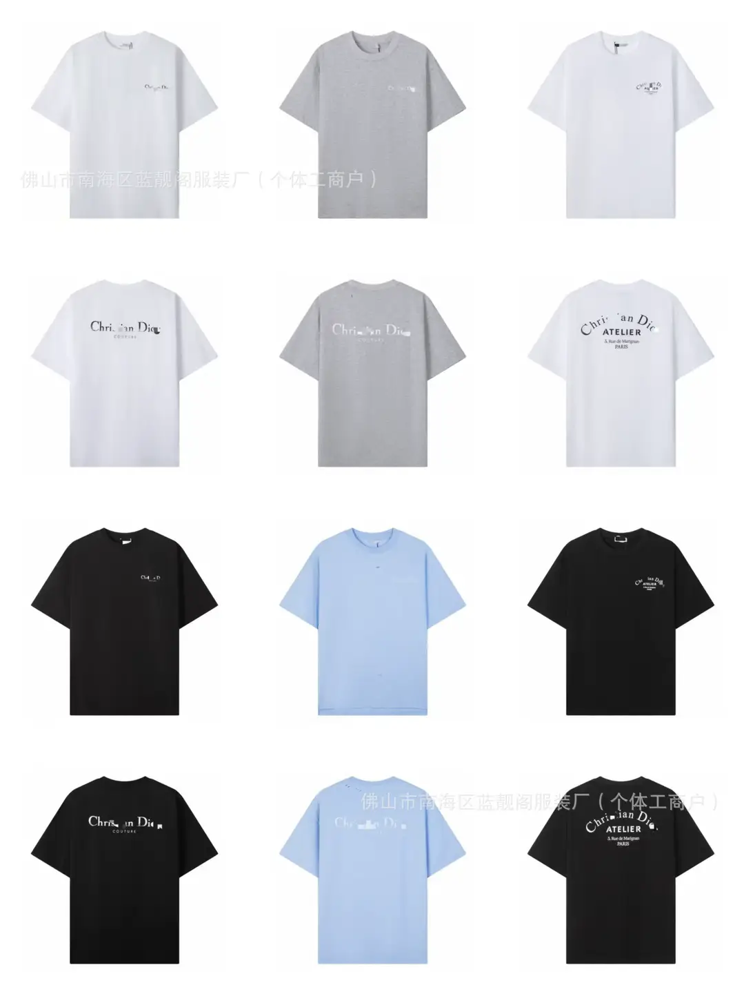 Cross-Border Exclusive High-Quality Pure Cotton Double Yarn D-Brand Classic Cd Embroidery T-Shirt Heavyweight Loose Fit Unisex Short Sleeve