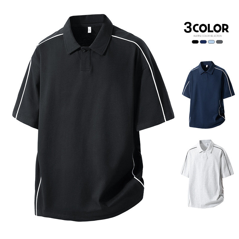 Polo Shirt Short-Sleeved Men's 2026 Summer New Style Spliced ​​Striped Lapel Ice Silk Quick-Drying Half-Sleeved Sports Top Cross-Border