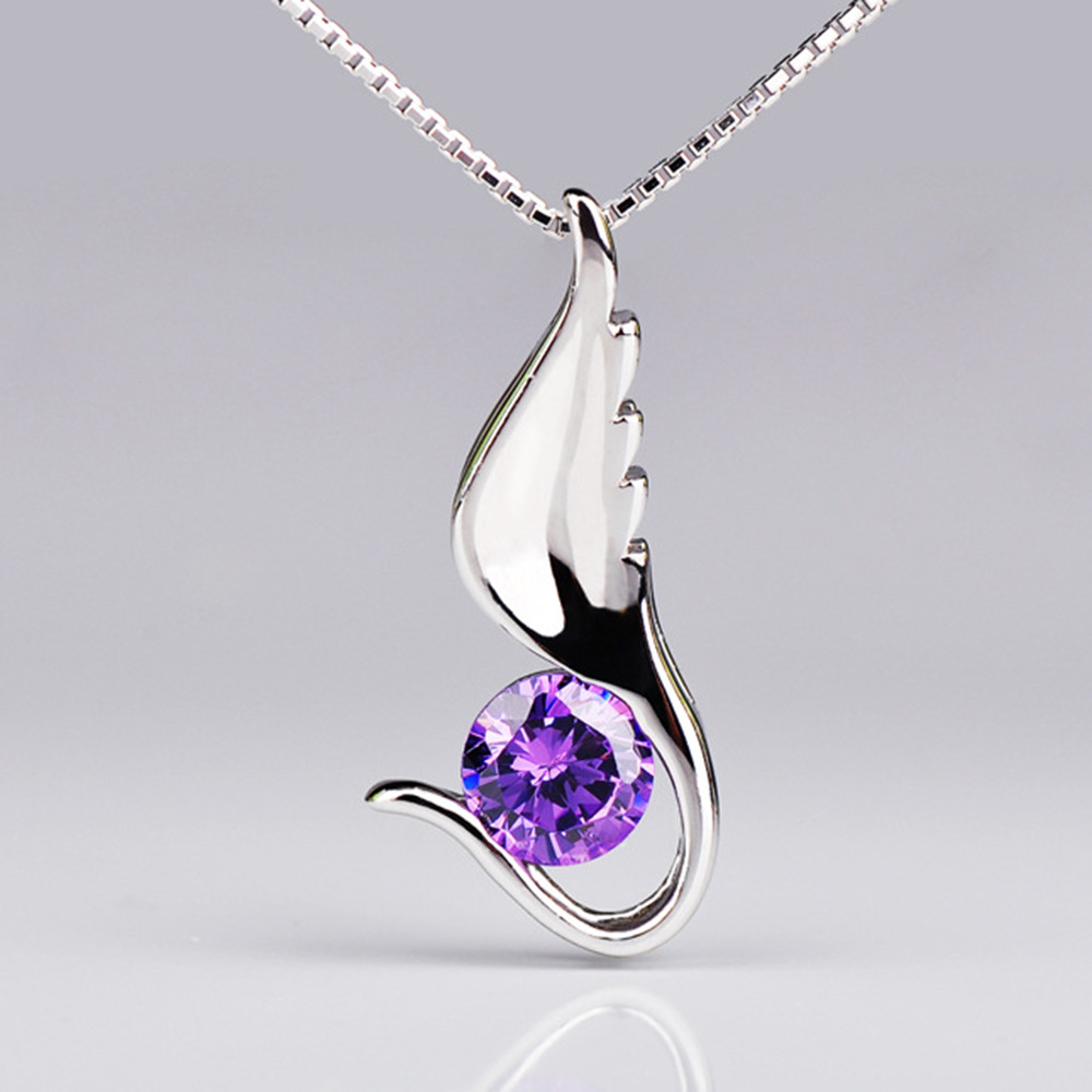 Personalized Simple Single Wing Angel Wing Necklace Pendant Temperament Pendant Eight Heart Eight Arrows Necklace Women's Necklace Pendant