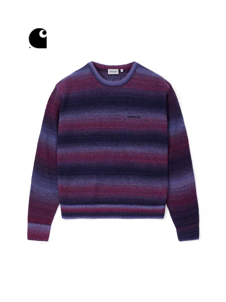 Carhartt Wip Knitwear Men's Clothing Fall and winter Classic Logo letter Embroider Gradient Color Long sleeves Carhartt