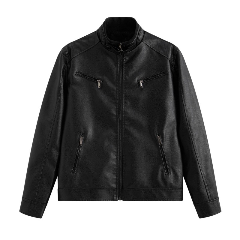 Leather Jacket Men's Autumn and Winter New Motorcycle Leather Stand-Up Collar Work Jacket Korean Style Slim Versatile Casual Men's Clothing