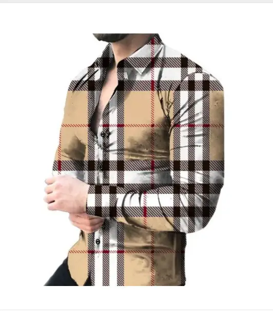 Amazon Foreign Trade New Personality 3D Digital Printing Men's High Street All-match Shoulder Loose Long Sleeve Button Shirt