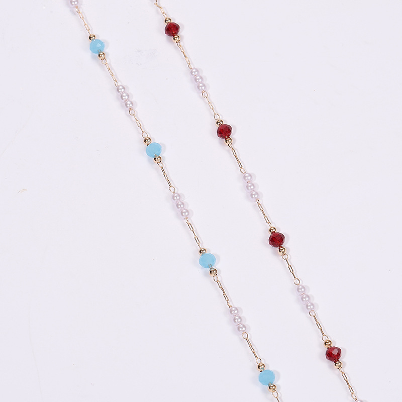 DIY Jewelry Chain Color-Preserving Pure Copper Colorful Crystal Chain Spacer Pearl Chain Clothing Tassel Sweater Chain Accessories