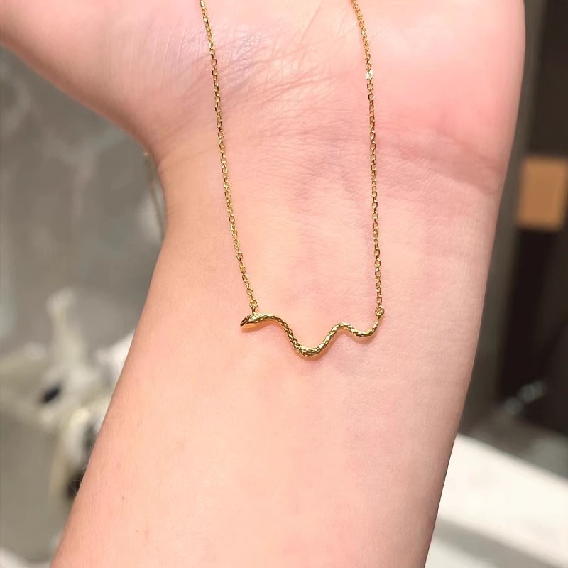 Golden Ripple Spirit Snake Necklace This Year New Zodiac Snake ins Simple Titanium Steel Non-fading Clavicle Chain Wholesale