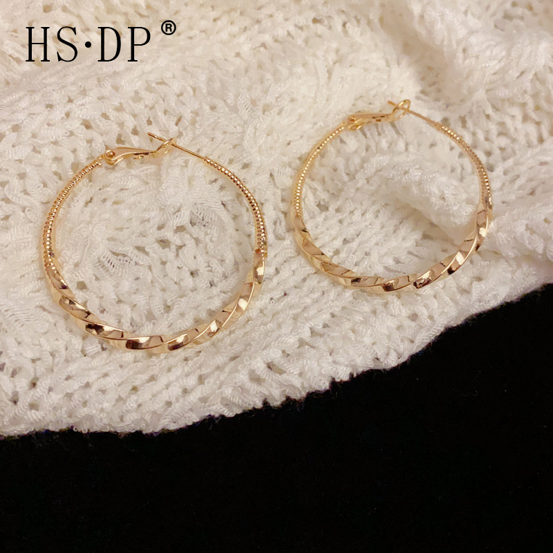 Light luxury fashion exaggerated metal spiral circle earrings temperament simple high cold wind silver pin earrings wholesale