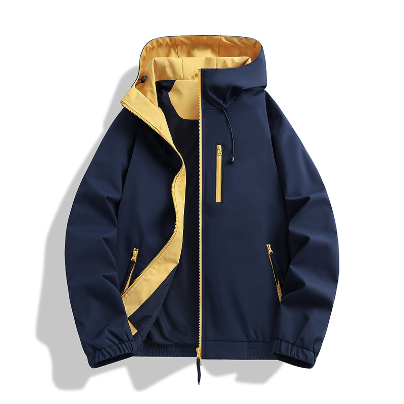 Spring and Autumn Dopamine Color-Blocking Youth Windbreaker Versatile Casual Trendy Brand Unisex Hooded Jacket