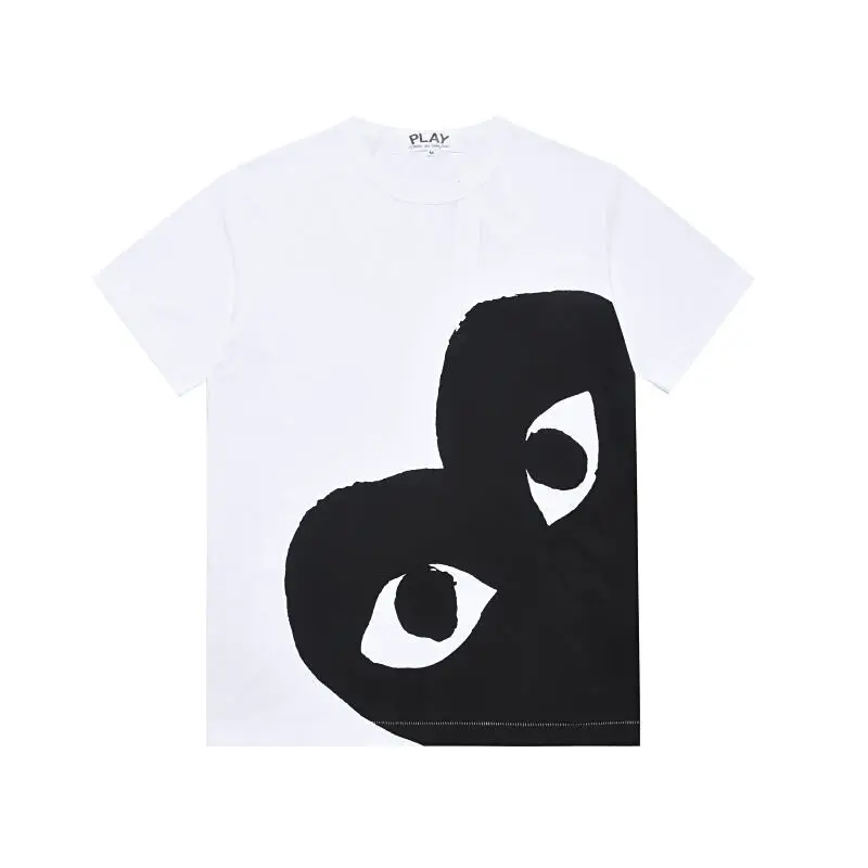 Heyplay Japanese Trendy Brand Heart 2025 New Black Heart-To-Heart Double Heart Short-Sleeve T-Shirt Fashion Trendy Version