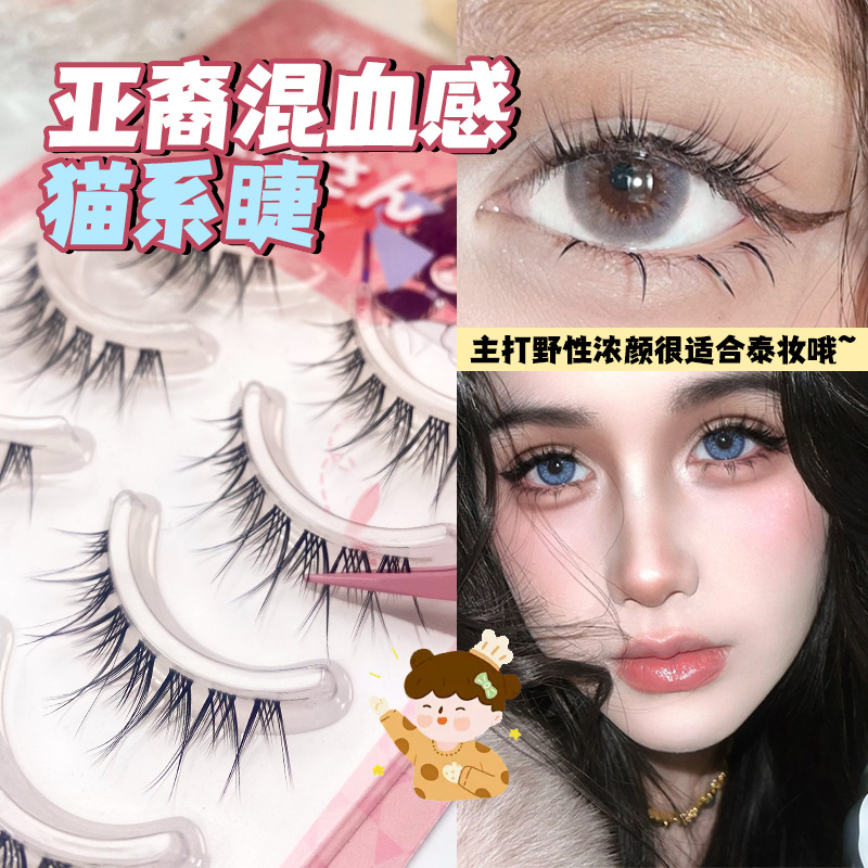 Asian mixed-race cat light Thai makeup one-piece eyelashes little devil cartoon transparent eyes thick false eyelashes batch