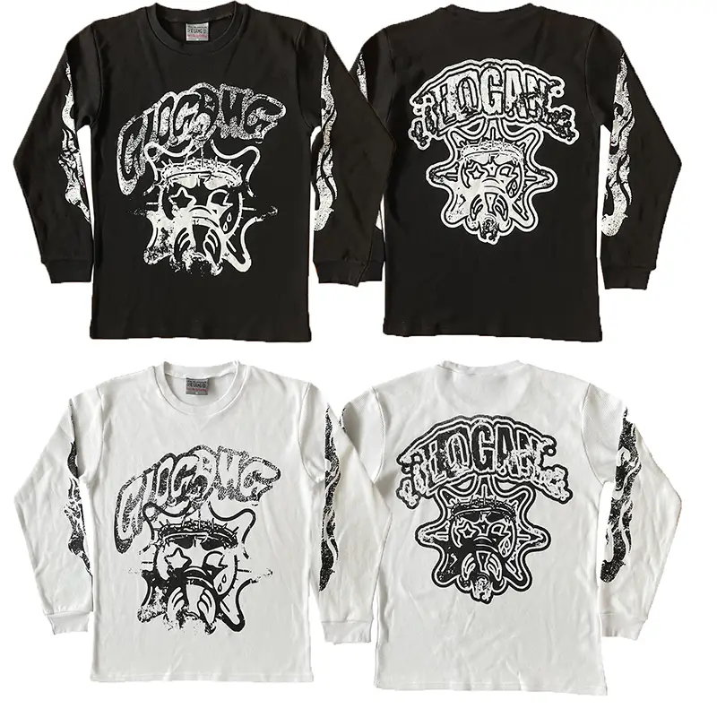 Glo Gang Eroded Glo Thermal Tee Youth Round Neck Cartoon Long sleeves pure cotton T-Shirt