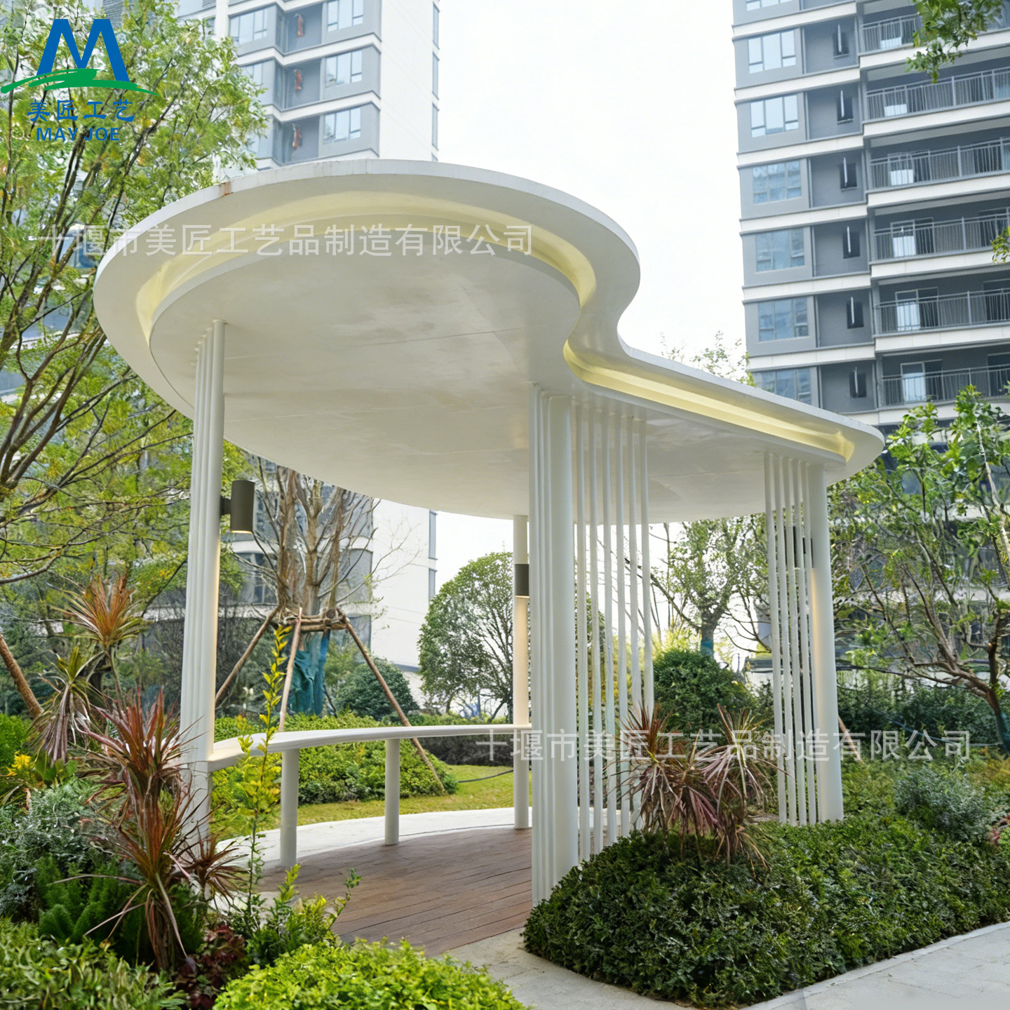 Fiberglass Pavilion, Shopping Mall Decorative Canopy, Modern Minimalist Square Decoration, Round Outdoor Sunshade, Simple Gazebo