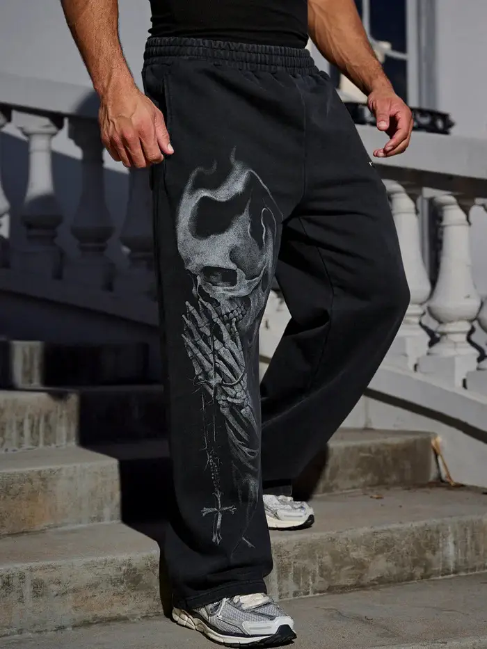 Youngla American-Style Trendy High Street Jogger Sweatpants for Sports, Fitness, Casual Straight Loose Wide-Leg Pants