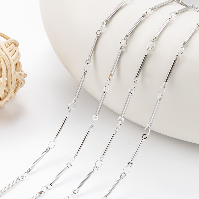 Stainless steel round bar chain straight bar chain non-fading simple men's and women's necklace bracelet stainless steel chain diy in stock