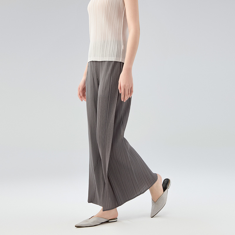 Pleated Factory Casual Pants for Women 25 New Style Direct Supply Summer Elegant Mid-Waist Pleated Long Spliced ​​Straight Pants