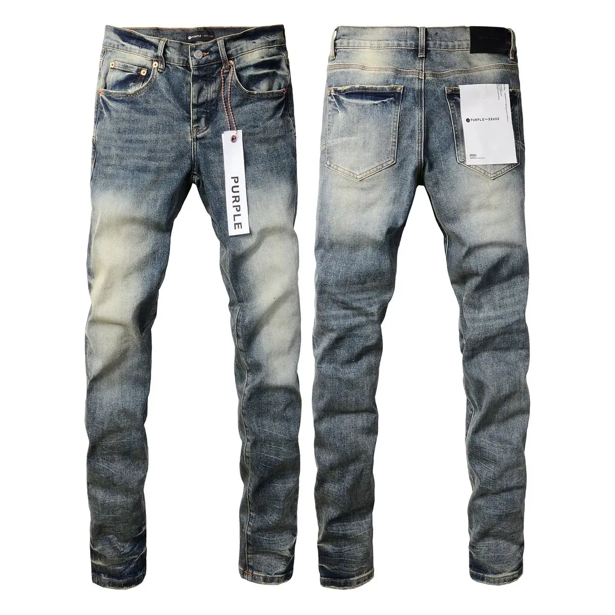Pur letter paint dotted hole jeans