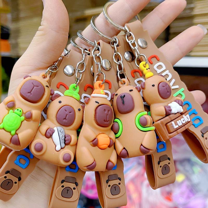 Cross-border New Kapibala Capybara Doll Keychain Couple Silicone Toy Mobile Phone Jewelry Pendant Small Gift