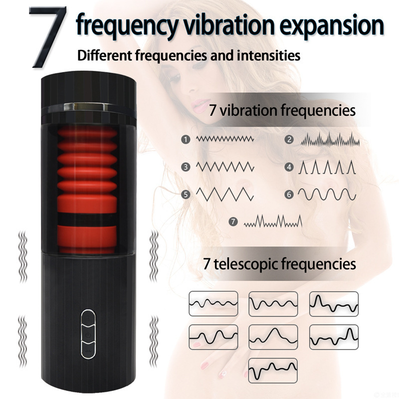 New male masturbator Red Lady automatic intelligent 7 frequency spiral telescopic vibration aircraft cup manufacturers wholesale