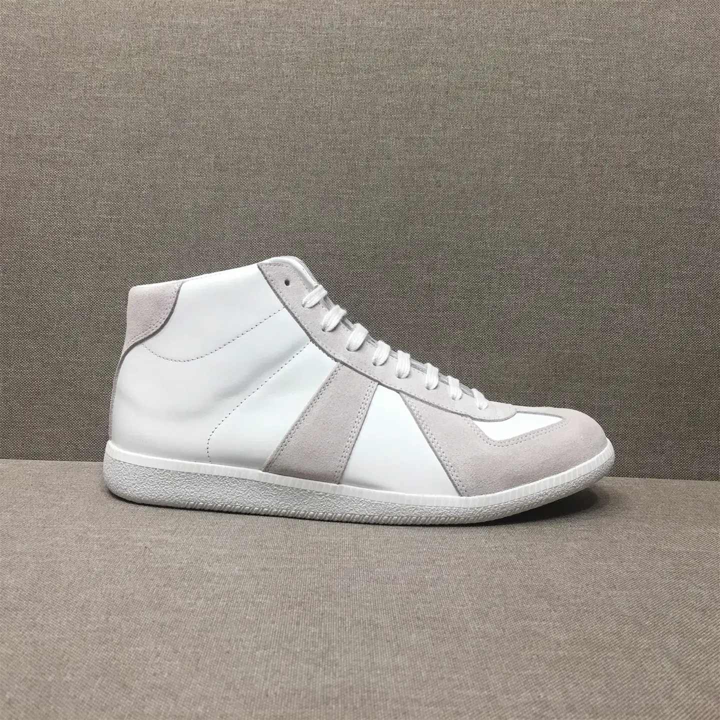 [Shoe Enthusiast] Dexun Mid-Top Sneakers Mmgat Retro Handmade Couple White Shoes Raw Rubber Sole Shoes