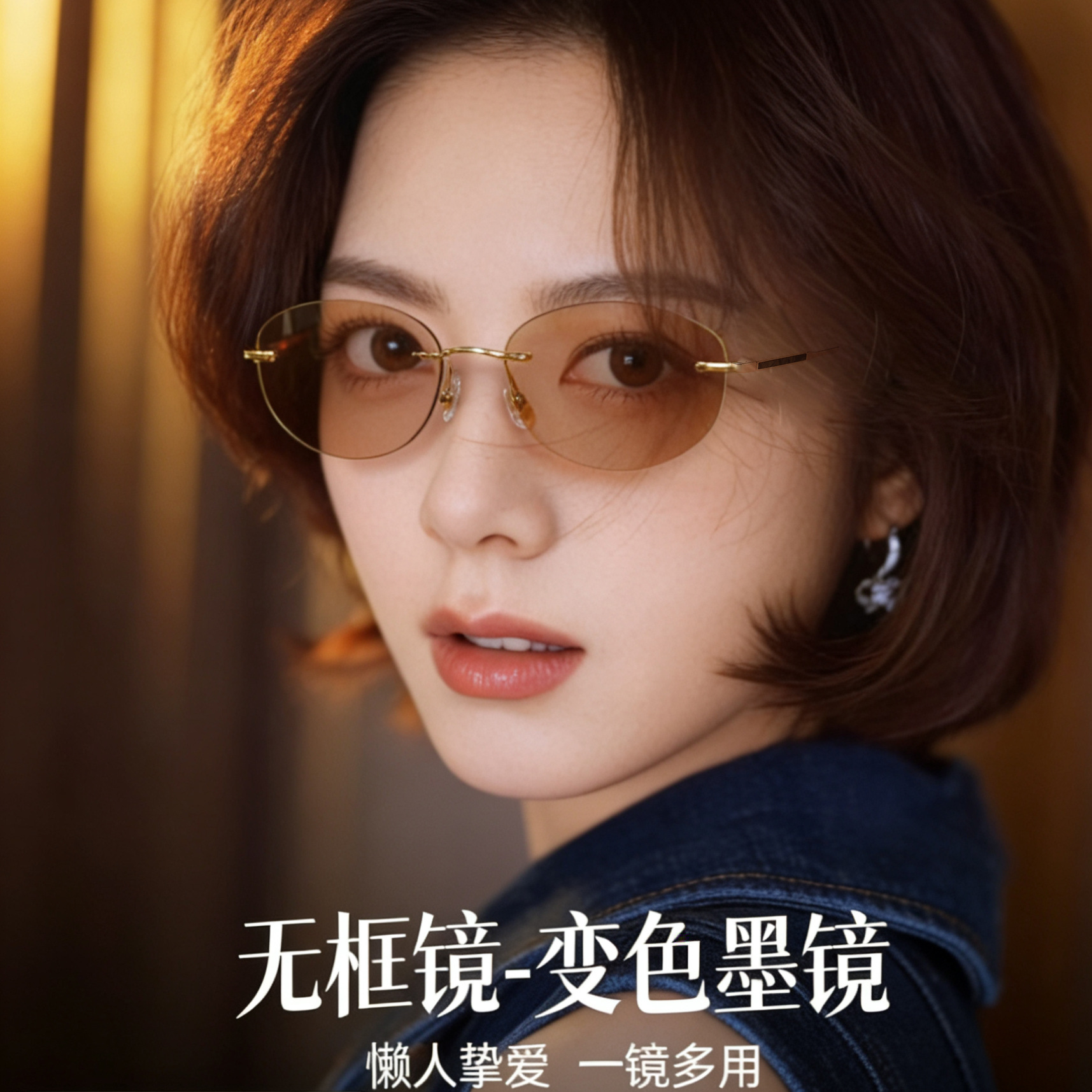 New Style Color-Changing Sunglasses, Frameless, Retro, Cross-Border European and American Style Sunglasses, High-End, Anti-Uv Sunglasses