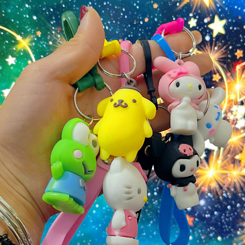 Trendy Small Gifts, Cute Sanrio Keychains, Pvc Rubber Rope Dolls, Night Market Stalls, Supply and Increment Keychains