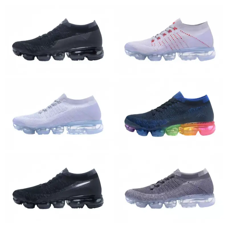 Max2018 Full-Length Air Cushion Running Shoes Fly Woven Lightweight Cushioning Sports Shoes Particle Woven Ice Blue Knitted Rainbow 2.0