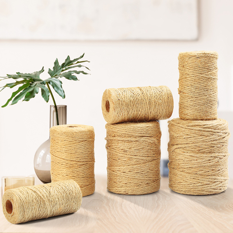 Cross-border spot supply of 1mm-3.8mm jute rope hand-woven decorative natural color decorative twine 100 meters/Roll