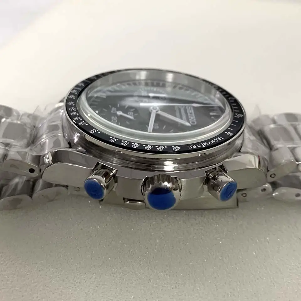 New arrival Watch 40mm Stainless Steel Real Nail Dial Quartz Multi-Function Case Vk63 Movement Mineral Glass Sports