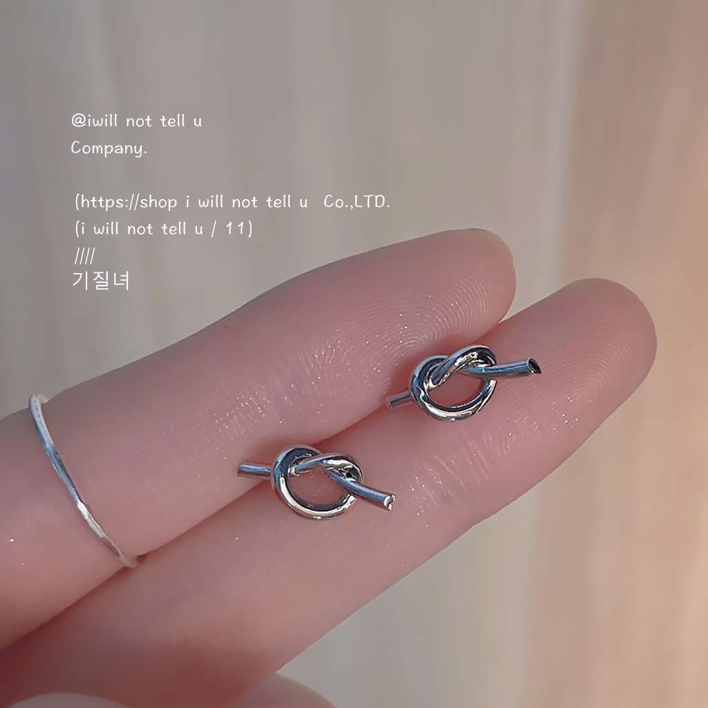 Personalized Knot Design~Silver-Plated Needle Earrings Ins Creative Earrings Silver Simple Earrings Wholesale Yiwu Jewelry Factory