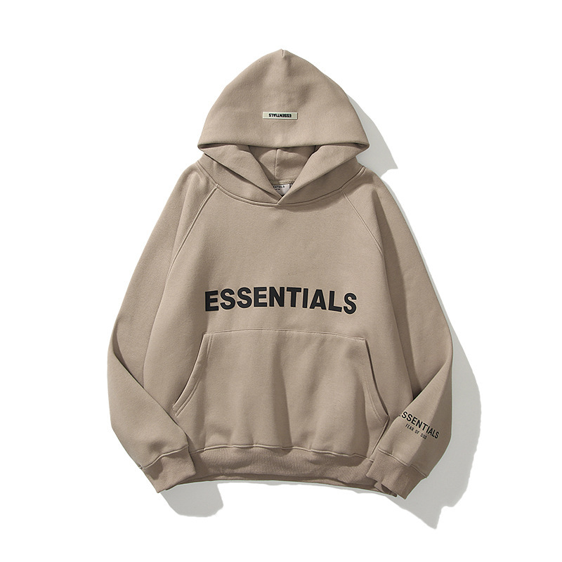 FEAR OF GOD Duplex ESSENTIALS Letter Stamping Double-Layer Cap Rub Sleeve Men's and Women's fleece-lined Sweatshirt F