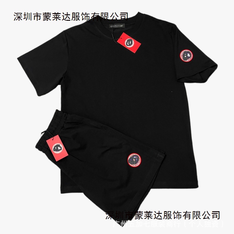 Cross-Border Trendy Brand Goose Men's 240g Casual Short-Sleeve T-Shirt and Shorts Sports Casual Set