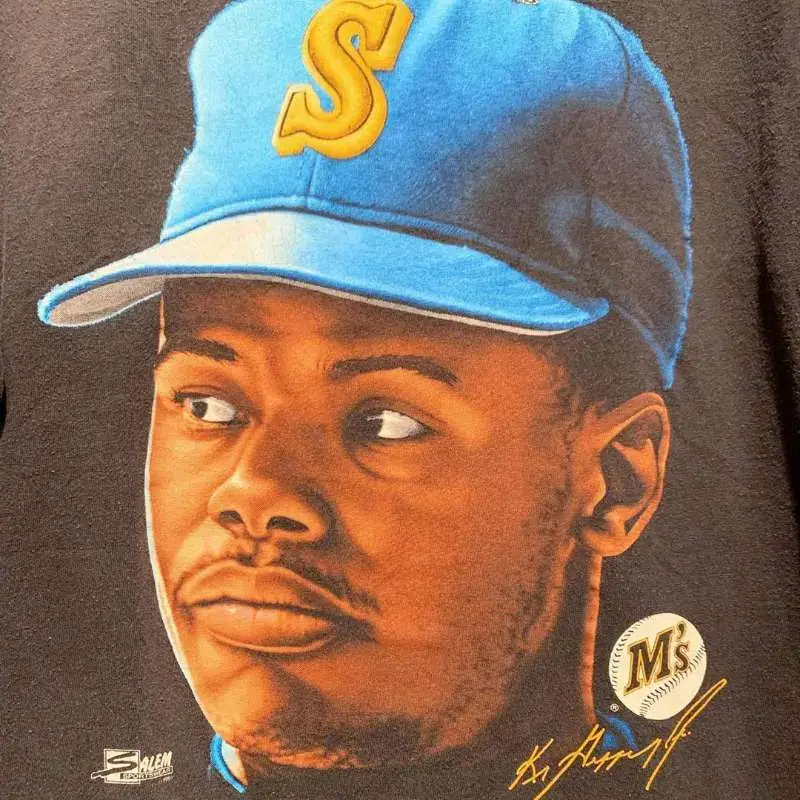 West Coast Heavy weight M's Baseball Hand Portrait Print Short Sleeve oldschool Trendy Retro Streetwear T-Shirt Men and Women