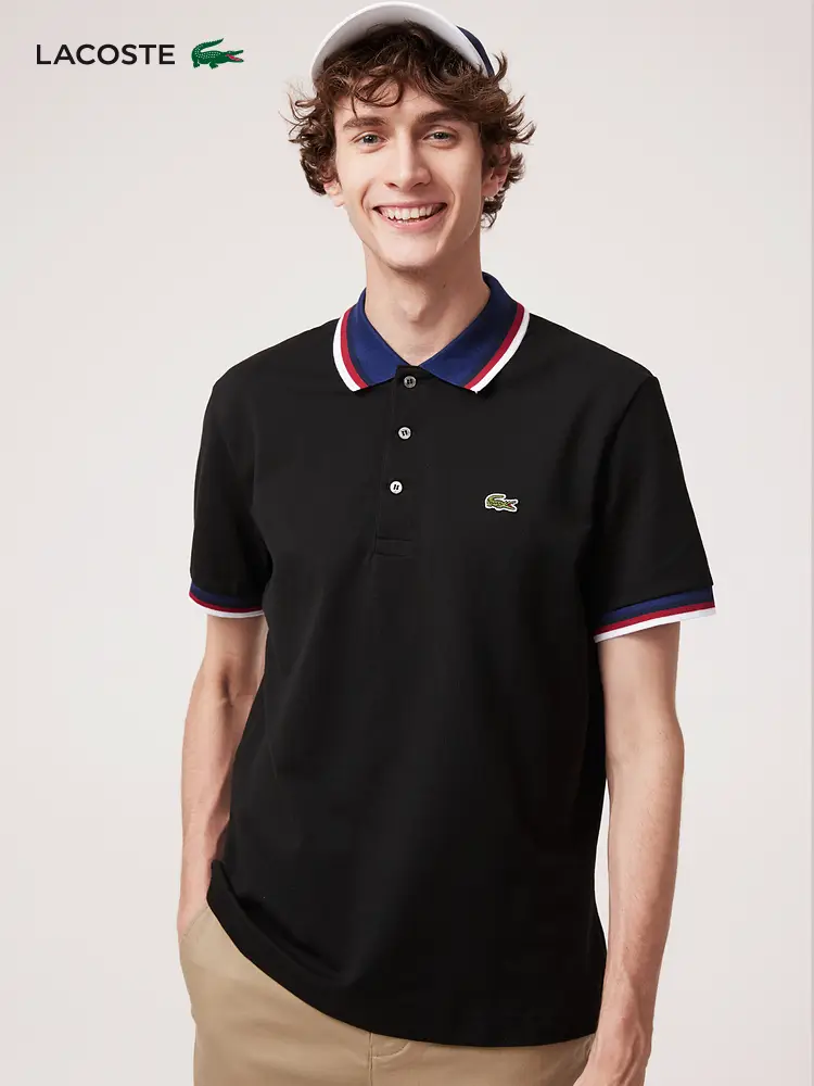 Lacoste French Crocodile Men's Classic Business Contrast Color Work Clothing Style Short-Sleeved T-Shirt Polo Shirt | Ph3461