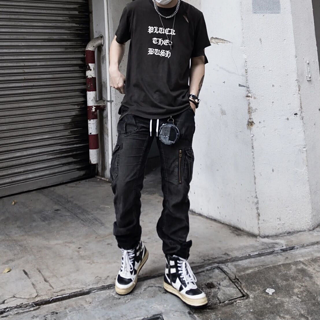 【Crsc】Number Nine Anti-War Gothic English Letter Washed Vintage Distressed Short-Sleeve T-Shirt