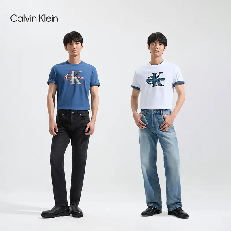 Ck Jeans25 Spring and Summer Men and Women Couple Casual Work Clothing Eye-Catching Print pure cotton Round Neck Short Sleeves T-Shirt 4R8013S