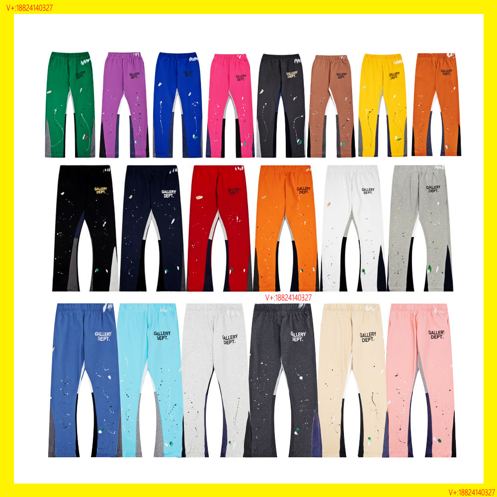 Wholesale GALLERY DEPT classic hand-painted splash ink graffiti printed stitching pure cotton pants lovers casual trousers