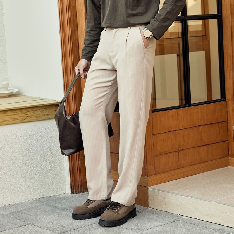 Diyu Shenlong Casual Men's Summer Straight-Leg Lyocell Tencel Linen Drapey Business Formal High-End Trousers