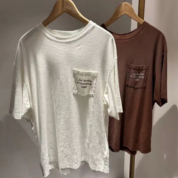 Share preference printed pocket short sleeved T-shirt for both men and women