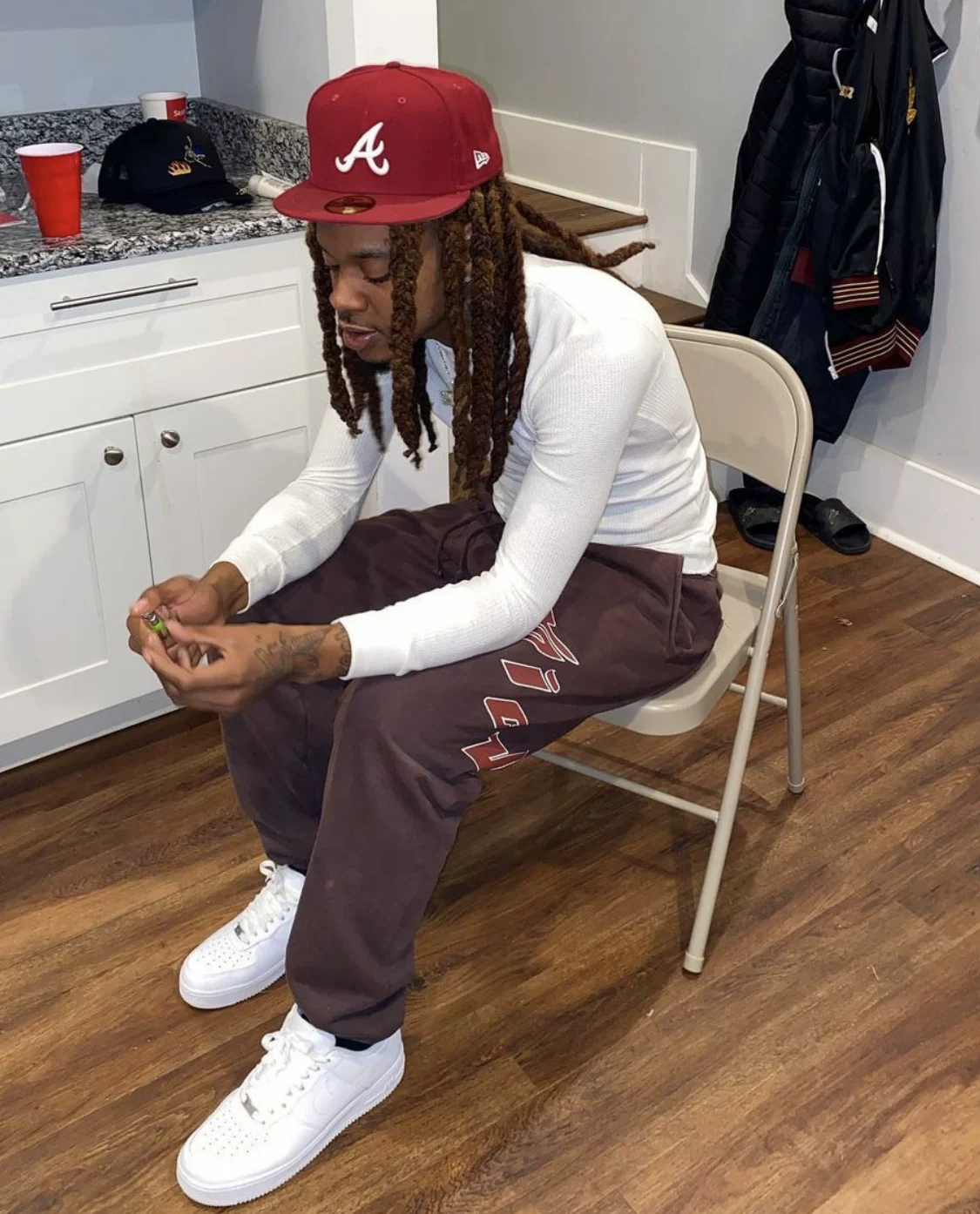 In-Stock Sickobornfrompain1993 Kidz N' Kiizz Ian Letter Print Trendy Hip-Hop Loose Cotton Brown Sweatpants