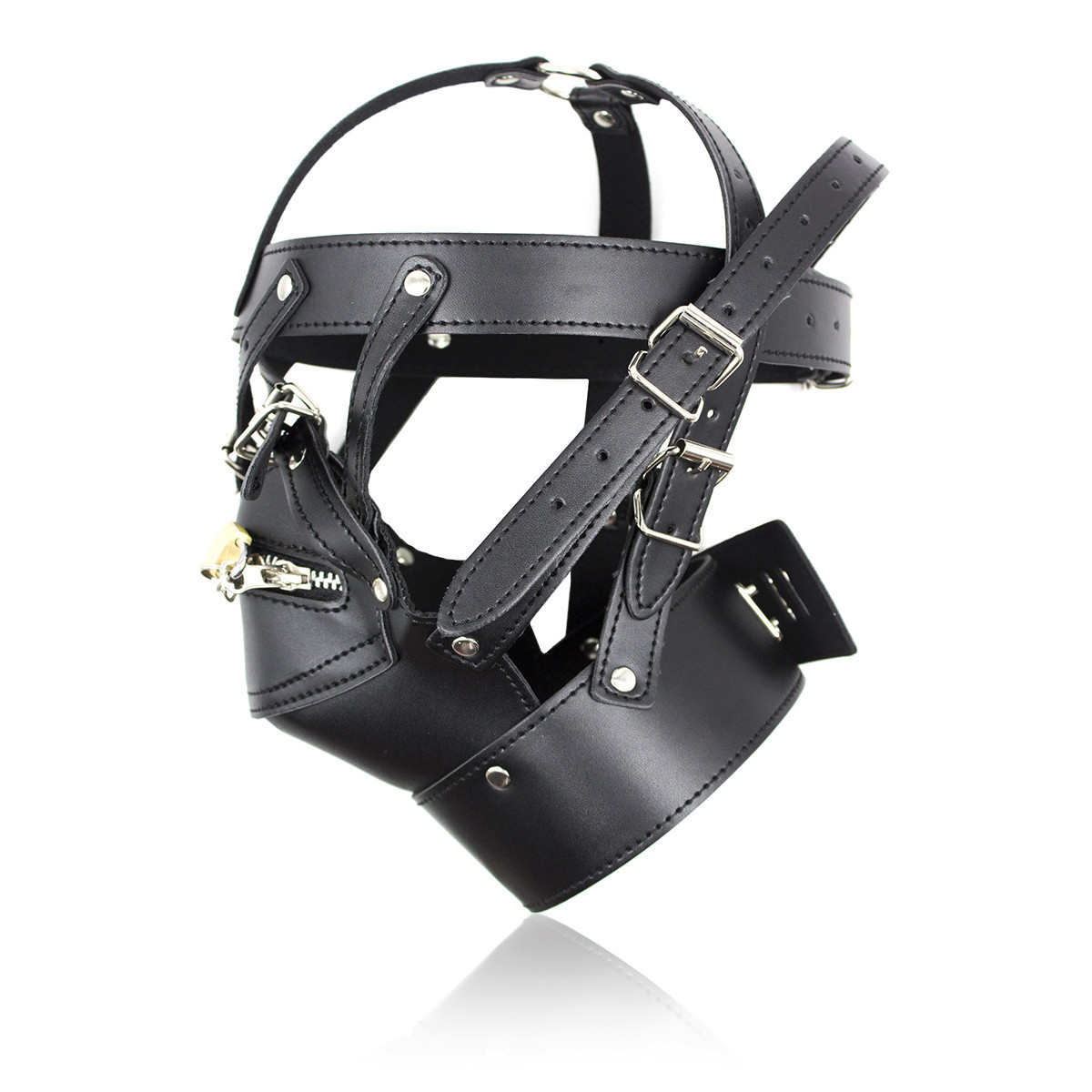 Fun sm factory direct leather bondage head cover loose shoot with lock head cover PU environmental protection bondage head new export
