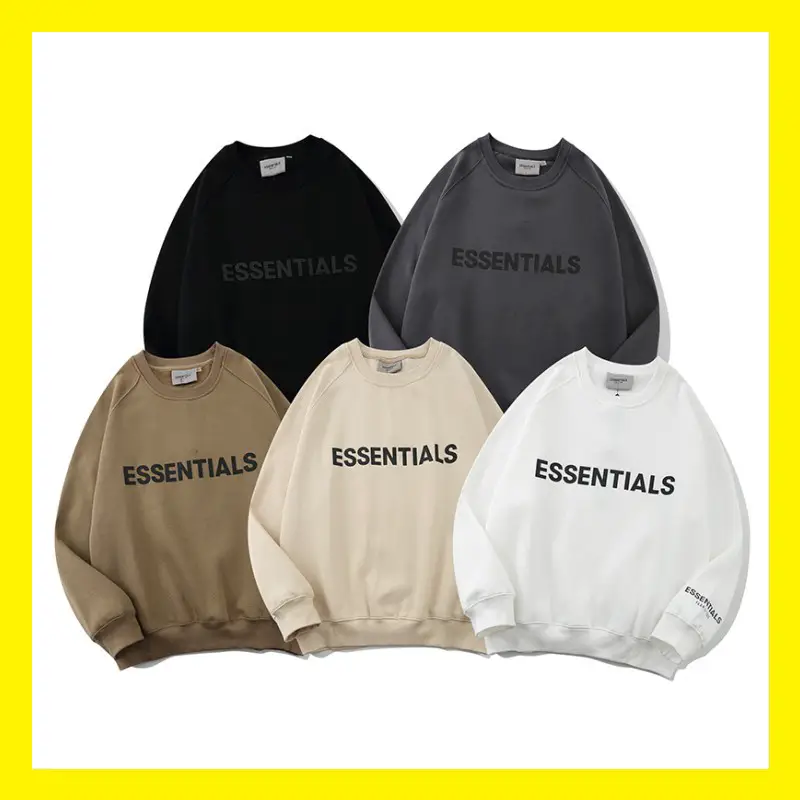 European and American High Street Fashion Brand Essentials Three-Dimensional Adhesive Reflective Men's Round Neck Sweatshirt Hip-Hop Loose Coat FOG