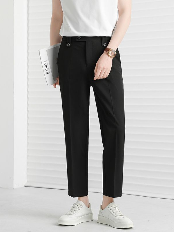 Mingge | Solid Color Simple Versatile Wrinkle-Resistant Drape Men's Summer New Slim Straight Casual Pants